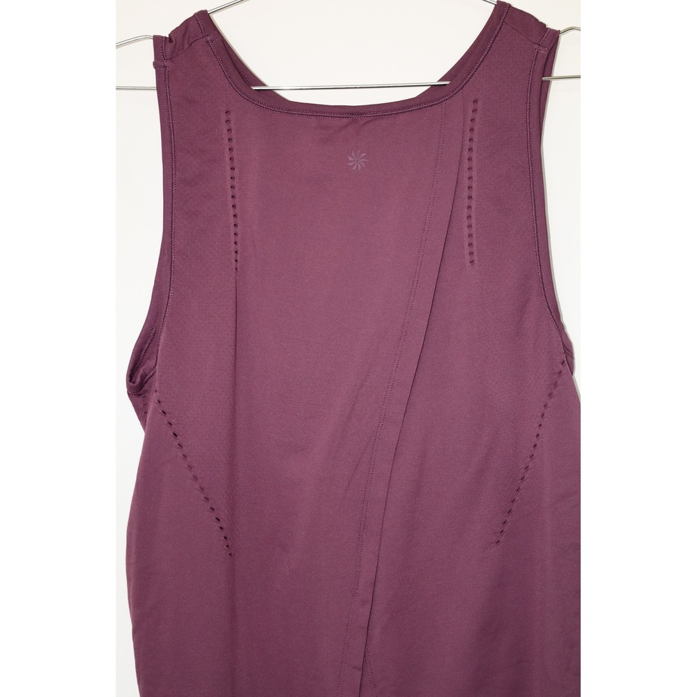 Athleta Womens Plum Purple Wrap Split Back Perforated Active Tank Top Size L - Picture 3 of 6